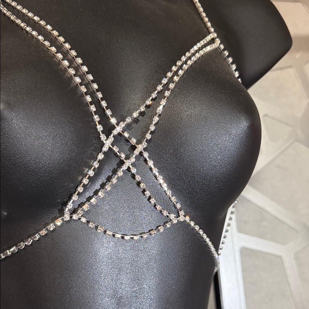 Silver Rhinestone Body Chain Set - Picture 4 of 5
